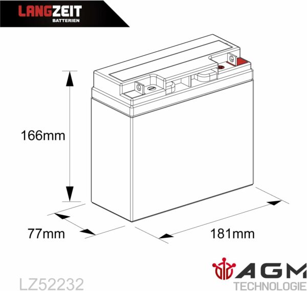 Akku 12V 22Ah AGM Blei-Gel – Bild 2